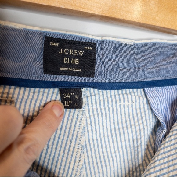 J Crew Club Mens Blue White Stripe Seersucker Shorts Size 34 Nautical Preppy - Picture 9 of 14